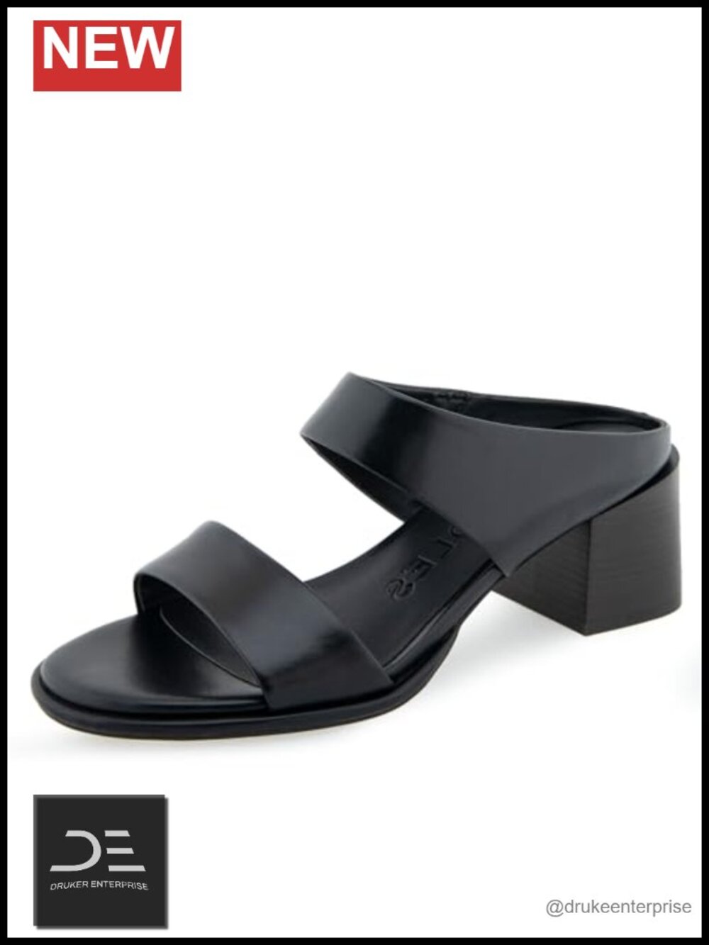 Aerosoles Women's Nika Leather Slide Sandals Chunky Heel
